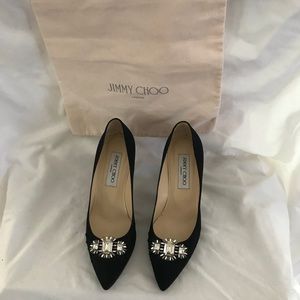 Authentic Jimmy Choo low heels with Jewels Bow